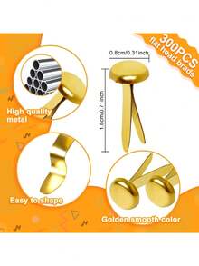 Paper Brass Fasteners, 3/4-Inch Metal Brass Brads Round Brads For Paper Crafts Making DIY, 264Pack - Multiple Styles - View 2