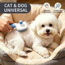 1pc Easy-Clean Pet Grooming Brush With One-Click Self-Cleaning Function, Suitable For Cats And Dogs Shedding, Curved Bristle Design For Gentle Massage, Ideal For Removing Loose Hair, Specially Designed For Pet Grooming - Multicolor - View 3