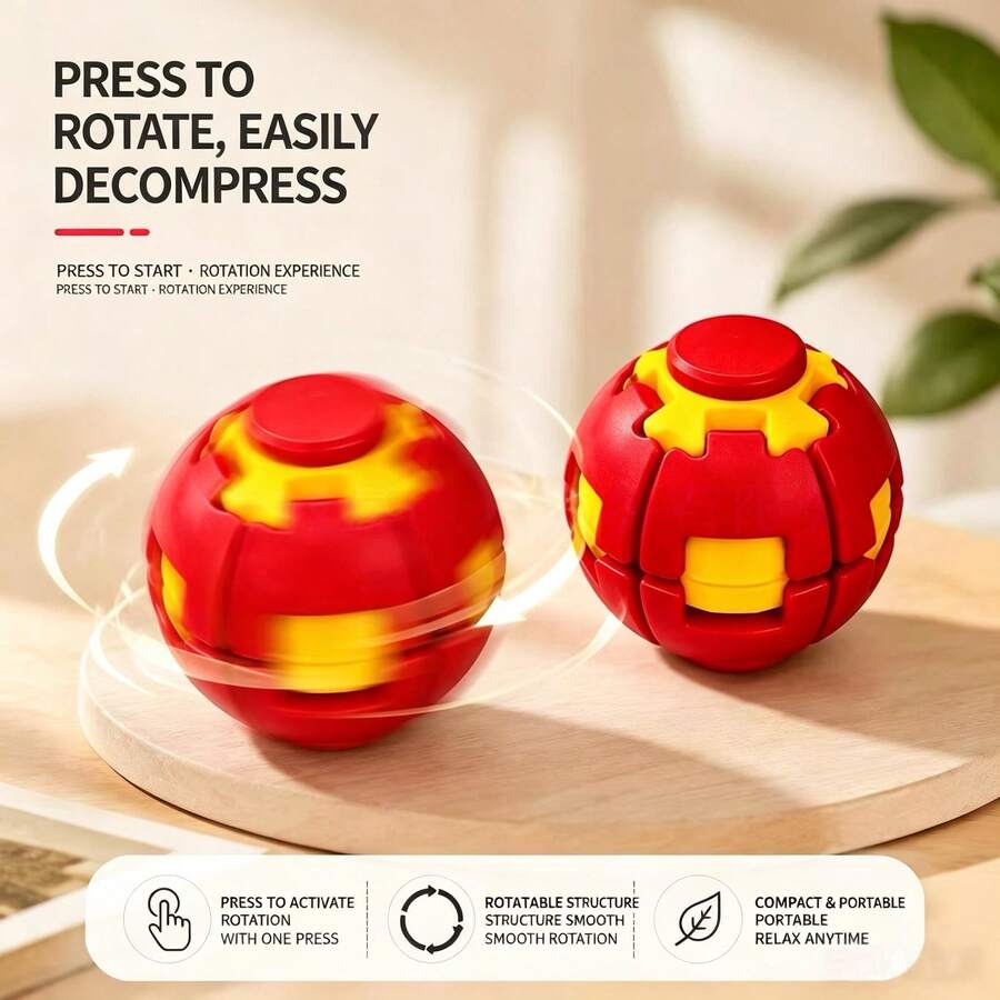 1pc (Random Color) 3D Press & Rotate Stress Relief Gyro Ball, Multi-Color Gear Fidget Toy, Sensory Anxiety Relief Toy For Office Adults Focus Improvement, Pocket-Sized Pressure Release Desktop Toy Gift, 360° Rotating Press Gear Gyro Toy, Quiet Sensory Stress Relief Toy For Office Focus And Tension Habit Relief, Multi-Color Options Interactive Rotating Gyro Ball - Multicolor - View 1