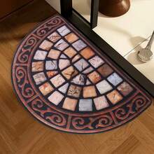 H&R Outdoor Door Mat Slate Effect Half Moon Mat With Anti-Slip Rubber Backing - Brown - View 10