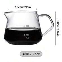 1pc Glass Coffee Server For Drip Coffee Maker 300ml/10.5oz, Standard Glass Coffee Carafe With Glass Coffee Dripper/Filter, Drip Coffee Maker Set For Home Or Office - 300ml/10.5oz - View 9
