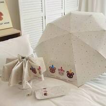 可愛動物黑色乙烯基防紫外線可折疊遮陽雨傘，便攜戶外通用 - 手動款 - 查看 4