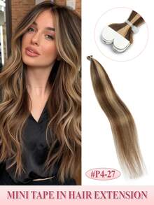 10Pcs Mini Tape In Hair Extensions Human Hair 14inch Blond Straight Human Hair Tape In Hair Extensions Invisible Silky Hair Seamless Skin Weft Human Hair Extension 10g Lightweight Tape Ins Easy To Wear For Daily &Party&Wedding - Multicolor - View 19