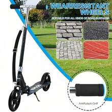 Foldable Outdoor Scooter, 80kg Max Load, Compact Portable Smooth Ride, Ideal For Outdoor Activities, Practical Gift For Family, Friends & Daily Outdoor Leisure Use - Black - View 2