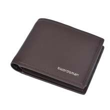 Men Horizontal Bi-Fold Wallet Smooth Faux Leather Printed Letter Multi Slot Driver License Compact Daily Office Travel Pocket Purse - Deep Coffee - View 7