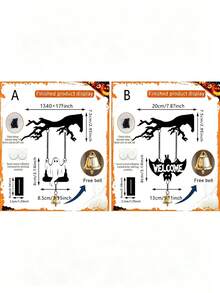 2/1 buah Dekorasi Gantung Akrilik Halloween Kreatif Ranting Pohon Mati Hantu Kelelawar Lonceng Tanda Selamat Datang Dekorasi Suasana Dinding - Ornamen akrilik Halloween - View 11