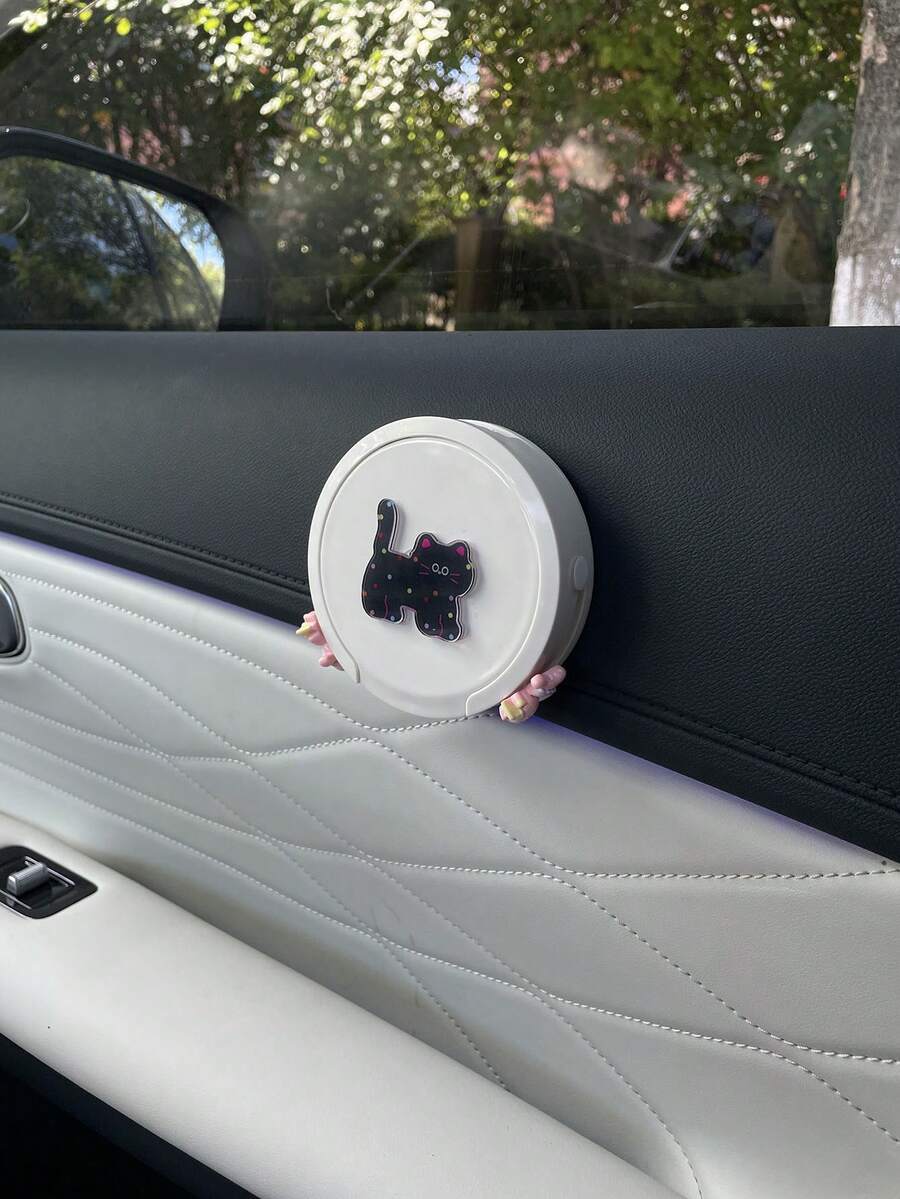 1pc Colorful Polka Dot Black Cat Car Cup Holder, Foldable Cup Holder For Milk Tea, Coffee And Drinks, Acrylic Running Cat Car Door Side Storage Foldable Cup Holder, No-Drill Car Interior Coffee Storage Rack, Home Dorm Wall-Mounted Cup Storage Rack, Foldable Cup Holder Cup Storage Rack, Multi-Functional Foldable Car Cup Holder - A - View 1