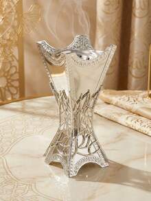 Laser Cut Iron Incense Burner, Arabic Style, Home Decor Fragrance Diffuser, Base, Living Room Ornament, Suitable For Adults, Elegant Display Stand, Natural Aromatherapy - Gold - View 5