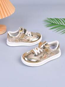 1 Pair Spring/Autumn Unisex Kids' Sports Shoes, Fashionable Versatile Non-Slip Casual Skate Shoes, German Trainer Style - Silver - View 5