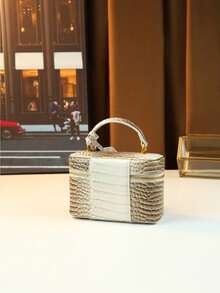 Tas Tangan Kecil Motif Buaya Tekstur Tinggi Khusus Lintas Batas, Motif Tenun Modis, Tas Selempang Serbaguna, Tas Kotak Bekal Makan Siang - MultiWarna - View 6