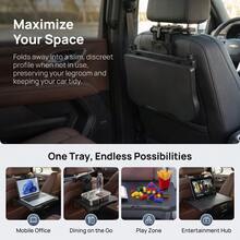 Black Foldable Car Back Seat Table 38.5x35cm, Adjustable Height 21-27cm ABS Plastic Car Tray For Most Vehicle Rear Seats - Black - View 8