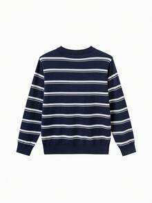 Balabala Kids Knit Sweater Soft Pullover Top Matching Family Style Comfortable Autumn Winter Wear - Blue and White - View 5