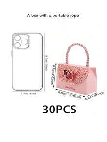 30/20/10pcs Butterfly Hollow Mini Gift Boxes With Handle - Pink - View 12