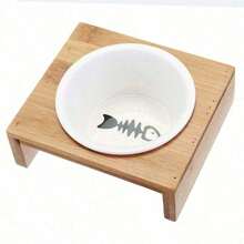1/2/3 Bowls Cat Dog Feeders Bowl Ceramic Tableware Pet Food Water Bowl Bamboo Frame Antiskid Pet Supplies Dog Cat Feeding Bowl - White - View 8