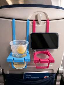 Airplane Phone Holder, Portable Travel Stand, Foldable Adjustable Rotating Selfie Stand (Suitable For Desk, Train Seat, Luggage, Kitchen Cabinet) - Durable Plastic Structure, Compact Foldable Phone Hook, Universal Phone Holder (Suitable For Various Phones, Travel And Home Scenarios) - Multicolor - View 3