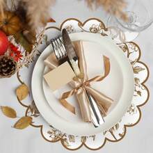 20/50Pcs 13.5 Inch Orange Autumn Harvest Floral Border Placemats, Disposable Tea Party Placemats, Suitable For Table Setting, Event Party, Wedding, Wedding Banquet, Birthday Decoration - View 10