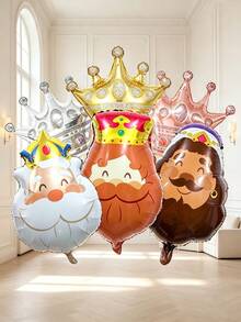 Set Of 6 King-Themed Gold, Silver, And Rose Gold Crown Balloons; Reusable And Inflatable; Perfect For Birthday Parties With A "Prince" Theme, As Well As Indoor And Outdoor Decorations For Patios, Porches, Storefronts, Gardens, And Home Gatherings - A - View 1