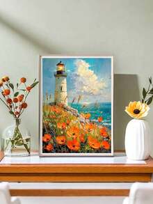1 Set Seaside Scenery DIY Numbered Painting Kit, Oil Painting Set For Home Decor And Art Wall Decoration, Unframed Canvas Art, Holiday Gift. - Frameless - View 5