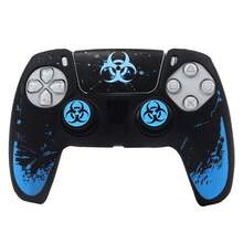 Crimson Bio Hazard Contamination Warning Controller Skin Cover For Playstation 5 Controller, RALAN 1 Controller Protector Case+2 Customised Thumb Grips Caps +Customised Stickers - View 9