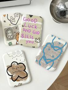 1pc Folding Cosmetic Mirror With Text And Graffiti Pattern, Height-Adjustable Handheld Mirror, Portable Pocket Mirror For Travel, Birthday Gift For Girls, Holiday Gift - Multicolor - View 1