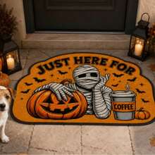 1 pieza Felpudo con patrón de calabaza momia y hoja de arce, alfombra de bienvenida de Halloween, alfombra pequeña de otoño/invierno, felpudo de entrada exterior, alfombra de cocina, decoración del hogar, felpudo de puerta principal - Multicolor - Ver 6