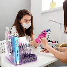 1pc Nail Art Tool Storage Box, Suitable For Storing Nail Drill Bits, Nail Files, Nail Brushes, Suitable For Home And Nail Salon Use, Nail File Holder, Nail Pen Storage, Gel Nail Brush Sponge Container, Portable Rectangular Plastic Transparent Nail Supplies Storage Box (Nail Tools Not Included) - View 2
