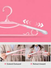 Percha extensible para ropa, tendedero colgante para uso doméstico, percha gruesa sin marcas, tendedero anti-marcas en los hombros, percha de hombros anchos para organización y almacenamiento del armario del dormitorio - Multicolor - Ver 3