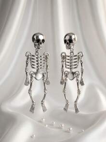 1pc European & American Popular Halloween Funny Creative Personalized Exaggerated Skeleton Frame Earrings Studs - Multicolor - View 3
