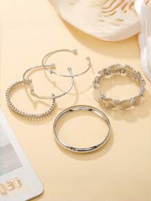 Bộ 5 vòng tay cuff hở hợp kim sắt nhẵn mịn - Bộ 5 vòng tay trơn - Xem 4