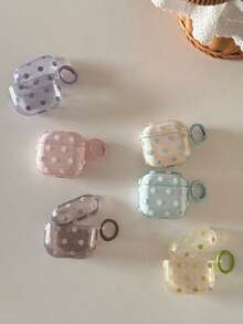 Korean Style Minimalist Semi-Transparent Pink/Purple Polka Dot + Circle Earphone Case Compatible With Airpods 5/Pro/3rd/4th Generation, New Pro 2 Protective Cover, Cute Apple 4 Minimalist 3 Personalized 1st/2nd/5th Generation Girls Earphone Case Protective Cover - Multicolor - View 2