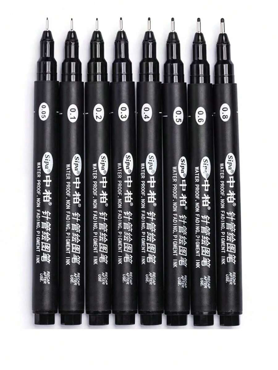 sipa Middle East Style Black Outline Neutral Pens 8pcs/10pcs - Black Pen Barrel - View 1