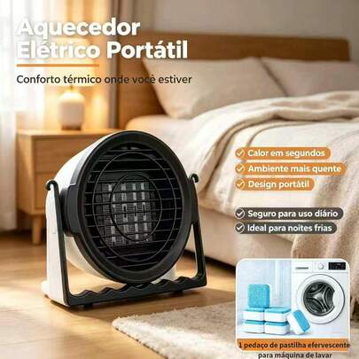 Aquecedor elétrico portátil multifuncional: Ideal para aquecimento diário e secagem de roupas - perfeito para uso no escritório, quarto e em casa ,Aquecedor elétrico portátil multifuncional+Pastilhas efervescentes para máquinas de lavar opcionais (1 pastilha/2 pastilhas/6 pastilhas/12 pastilhas)