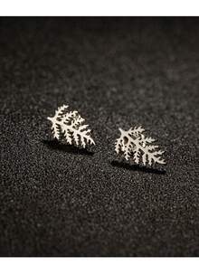 1 par de pendientes de acero inoxidable con diseño de hoja, pendientes de planta clásicos y sencillos para mujer, joyería para fiesta y regalo - GED652 - Ver 2