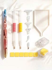 Diamond Painting Tool Set, Includes Ergonomic Pen Holder, Wax Pad And Storage Tray, Suitable For 5D Handmade Projects, Ideal For Adult Home Crafts, Includes Multiple Brushes And Accessories - A - View 11