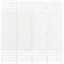 4 Panel Room Divider, 5.6 Ft Folding Privacy Screen, Wave Fiber Freestanding Partition, Modern Decorative Wall Separator For Living Room, Bedroom, Office, White-XY846578 - 1 - View 1
