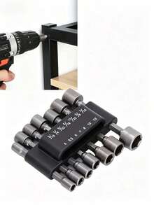 Set Adaptor Soket Heksagonal 1/4" 14 buah, Kit Mata Bor Kunci Mur Elektrik Metrik 5-12mm & Imperial 3/16"-7/16", Kompatibel dengan Mata Bor Soket Heksagonal Bor Listrik dan Obeng Impak, Set Alat Manual untuk Perbaikan Rumah, Otomotif, dan Pelepasan Pengencang Mekanik - set 14 buah - View 7