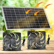 Solar Panel Fan Kit, 10W Solar Panel With 2 Fans, Intake Or Exhaust Fan, Suitable For Outdoor Backyard , Shed, Dog House, Pet House, RV Travel, Solar Powered - Black - View 2