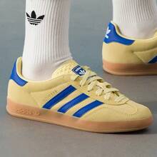 Adidas Originals GAZELLE INDOOR Comfortable Versatile Thin Sole Low-Top Sneakers Unisex Yellow Blue - Yellow and Blue - View 3
