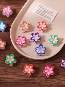 10/30/50/100pcs Colorful Multi-Layer Plumeria Hair Claw, Macaron Gradient Contrast Color Beach Photography Fresh Hair Accessory (Random Color) - Multicolor - View 2