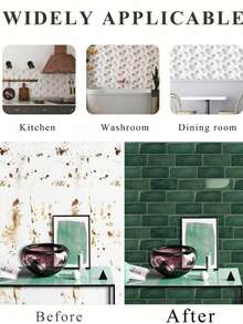 Panel Dinding Tekstur Bata Tahan Air, Stiker Ubin Dinding Perekat Mandiri yang Dapat Dilepas, Cocok untuk Dinding Dapur dan Kamar Mandi, Dapat Digunakan untuk Dekorasi Liburan, Stiker, Stiker Dinding, Stiker Vinyl, Dekorasi Rumah, Dekorasi Musim Semi - Stiker dinding imitasi ubin keramik - View 9