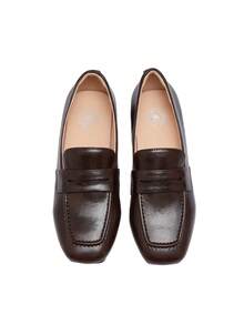 CAMEL CROWN Women's Summer British Style Loafers With Chunky Heels, Height-Increasing, Slip-On Style, Commuter Shoes - Brown - View 3