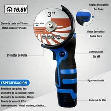 Mini Amoladora Angular Inalámbrica WANSE de 75 mm para Metal y Cerámica con 3 Baterías de 16.8 V - Azul marino - Ver 2