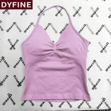 DYFINE Impact Women's Yoga Sports Bra Sleeveless Athletic Top Elastic Fitness Workout Tank Top Breathable - 淺玫瑰 - 查看 7
