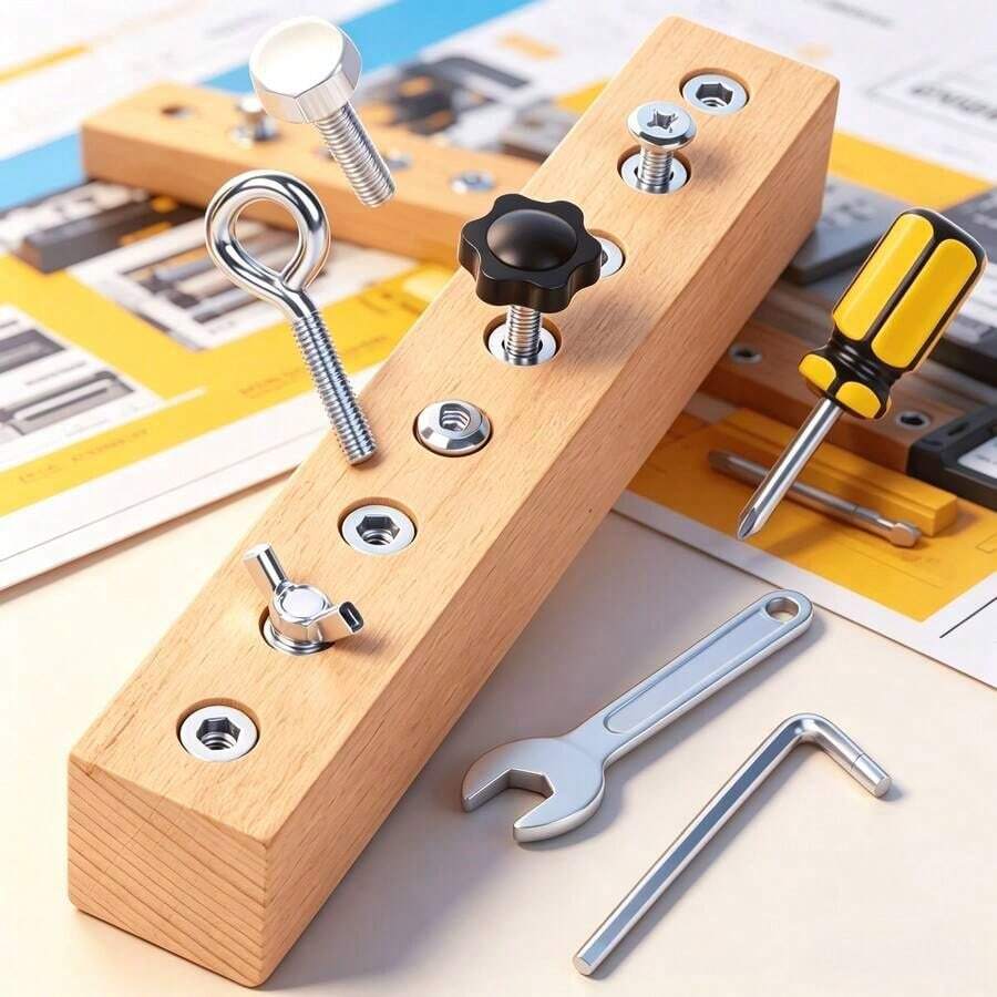 1 Set Round Edge Kids Tool Cognition Screw Workbench, Screwdriver Wrench Set, Focus Training Educational Toy, Holiday Gift