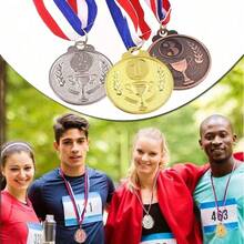 Gold, Silver, Bronze 3-Color Metal Medal Set With Neck Lanyard, Sports Competition Champion Medals With Trophy And Number Markings, Award Commemorative Medals For Sports Events, School Sports Meets, Football Matches, Corporate Team Building Activities - Multicolor - View 13