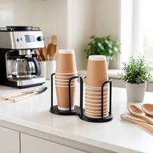 1 pieza Dispensador de vasos de plástico multicapa, organizador de almacenamiento de vasos de papel ligero con almacenamiento de llaves, estante portavasos para cocina del hogar, escritorio, oficina, cafetería, baño, spa - Multicolor - Ver 1