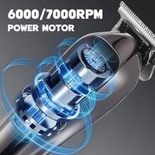 Hatteker 1pc USB Rechargeable Digital Display Electric Hair Clipper, Multi-Speed Adjustable Hair Trimmer For Men, Carving & Styling - View 8