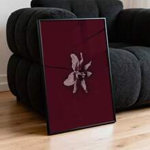 1pc Minimal Floral Art Poster Print, Dark Red Burgundy Wall Art, Botanical Nature-Inspired Home Decor, Dark Aesthetic Home Design, Modern Minimalist Wall Decor, No Frame - Flower - View 4