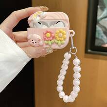 3D Puppy Pearl Earphone Case Protective Cover 3D Puppy + Pink Chain, Rainbow Flower Cartoon Doll Earphone Protective Case Doll Apple 1/2/3/4 Generation & Pro/Pro2 Universal Model - Pink Puppy - View 12