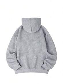 Women's Hooded Sweatshirt, Autumn/Winter New Letter Print, Drawstring Design, With Pockets, Casual Versatile Loose Fit Top, Fashionable Daily Wear - Dark Gray - View 5